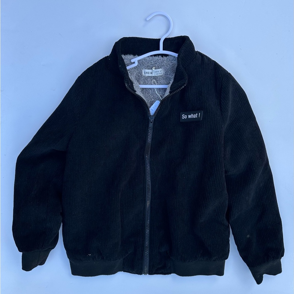 SHEIN Black Kids Fleece Lined Jacket